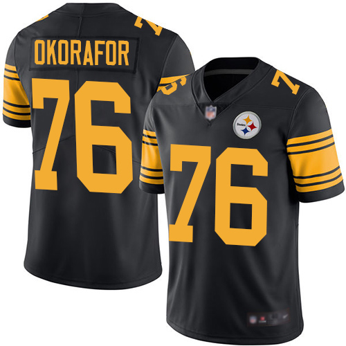 Youth Pittsburgh Steelers Football #76 Limited Black Chukwuma Okorafor Rush Vapor Untouchable Nike NFL Jersey->youth nfl jersey->Youth Jersey
